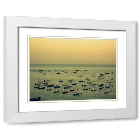 Sunset Harbour II White Modern Wood Framed Art Print with Double Matting by Bell, Lillian