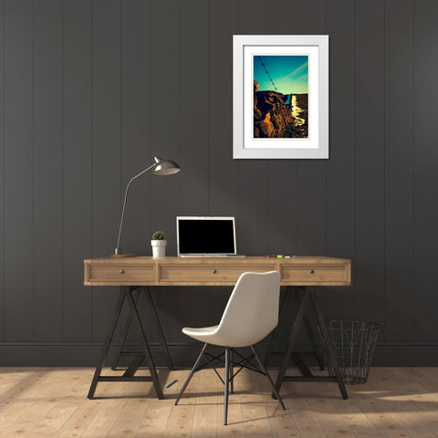 Blue Skies I White Modern Wood Framed Art Print with Double Matting by Bell, Lillian