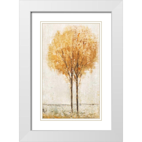 Falling Leaves I White Modern Wood Framed Art Print with Double Matting by OToole, Tim