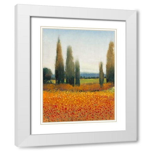 Cypress Trees II White Modern Wood Framed Art Print with Double Matting by OToole, Tim