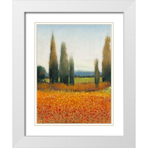 Cypress Trees II White Modern Wood Framed Art Print with Double Matting by OToole, Tim