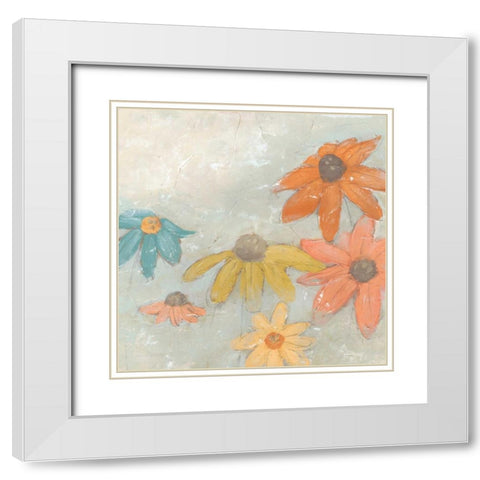Floral Fresco I White Modern Wood Framed Art Print with Double Matting by Vess, June Erica