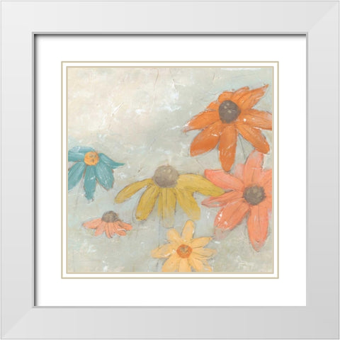 Floral Fresco I White Modern Wood Framed Art Print with Double Matting by Vess, June Erica