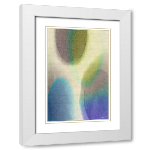 Overtone Blue I White Modern Wood Framed Art Print with Double Matting by Butler, John