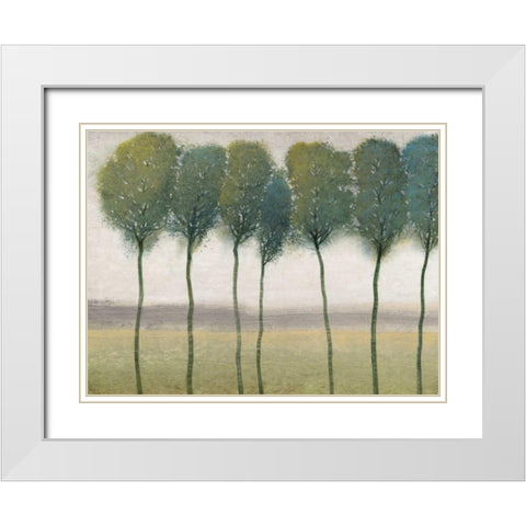 Row of Trees I White Modern Wood Framed Art Print with Double Matting by OToole, Tim