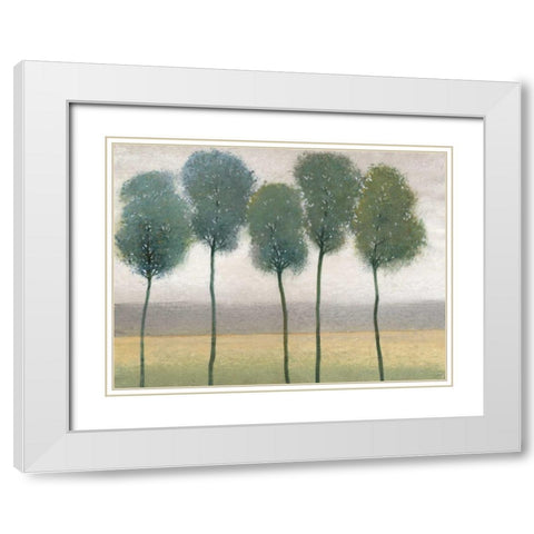 Row of Trees II White Modern Wood Framed Art Print with Double Matting by OToole, Tim