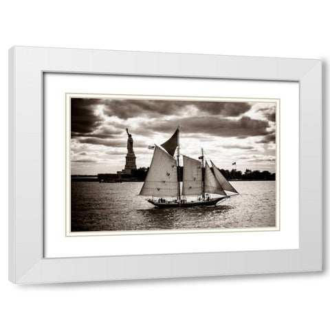 The Clipper and the Liberty White Modern Wood Framed Art Print with Double Matting by Brooknam, John
