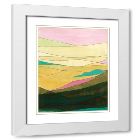 Pink Hills I White Modern Wood Framed Art Print with Double Matting by Fuchs, Jodi