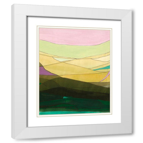 Pink Hills II White Modern Wood Framed Art Print with Double Matting by Fuchs, Jodi