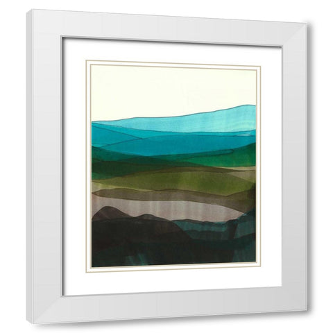 Blue Hills I White Modern Wood Framed Art Print with Double Matting by Fuchs, Jodi