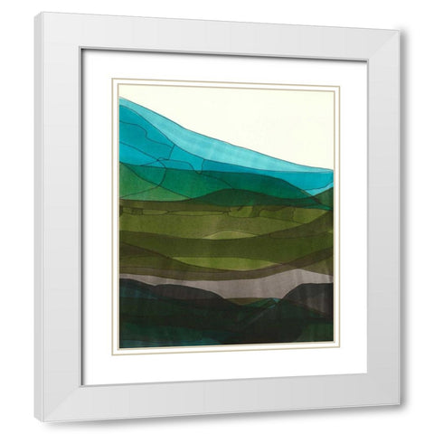 Blue Hills II White Modern Wood Framed Art Print with Double Matting by Fuchs, Jodi