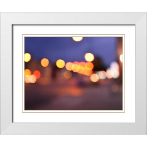 Bokeh Abstract V White Modern Wood Framed Art Print with Double Matting by Chandler, Sharon