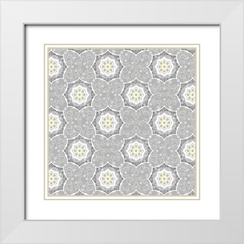 Glamour Medallions III White Modern Wood Framed Art Print with Double Matting by Hoffman, Katia