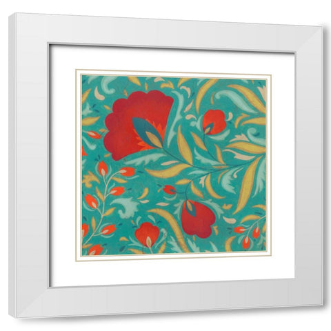 Vibrant Textile I White Modern Wood Framed Art Print with Double Matting by Vess, June Erica
