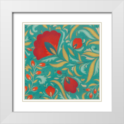 Vibrant Textile I White Modern Wood Framed Art Print with Double Matting by Vess, June Erica