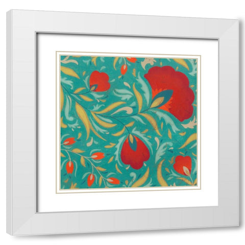 Vibrant Textile II White Modern Wood Framed Art Print with Double Matting by Vess, June Erica