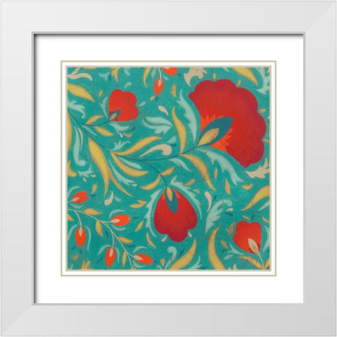 Vibrant Textile II White Modern Wood Framed Art Print with Double Matting by Vess, June Erica