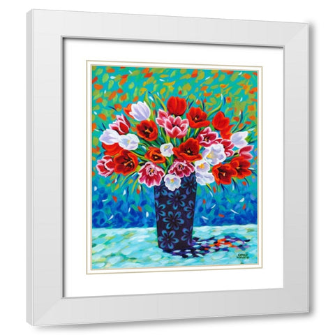 Bouquet Celebration I White Modern Wood Framed Art Print with Double Matting by Vitaletti, Carolee