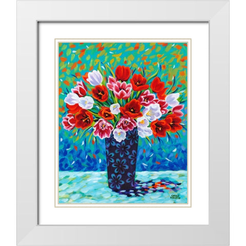 Bouquet Celebration I White Modern Wood Framed Art Print with Double Matting by Vitaletti, Carolee