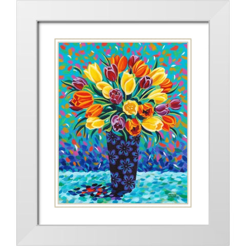 Bouquet Celebration II White Modern Wood Framed Art Print with Double Matting by Vitaletti, Carolee