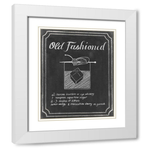 Chalkboard Cocktails I White Modern Wood Framed Art Print with Double Matting by Popp, Grace