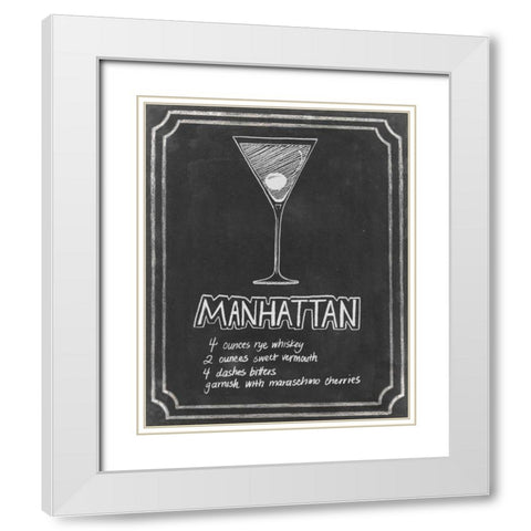 Chalkboard Cocktails II White Modern Wood Framed Art Print with Double Matting by Popp, Grace