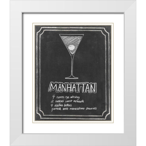 Chalkboard Cocktails II White Modern Wood Framed Art Print with Double Matting by Popp, Grace