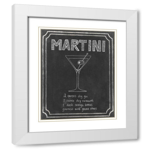 Chalkboard Cocktails III White Modern Wood Framed Art Print with Double Matting by Popp, Grace