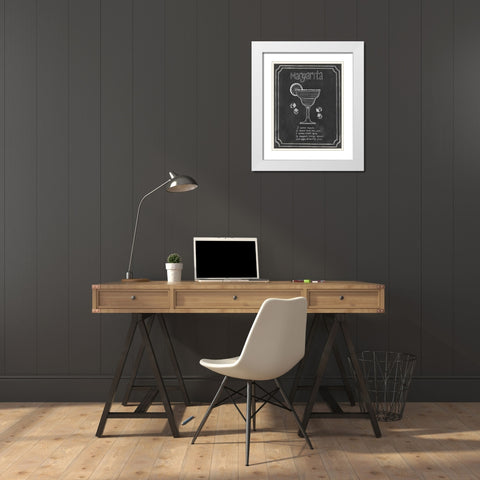 Chalkboard Cocktails IV White Modern Wood Framed Art Print with Double Matting by Popp, Grace
