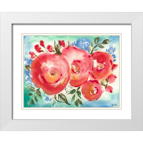 Bed of Roses I White Modern Wood Framed Art Print with Double Matting by Minasian, Julia