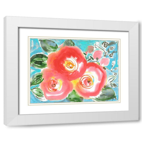 Bed of Roses II White Modern Wood Framed Art Print with Double Matting by Minasian, Julia
