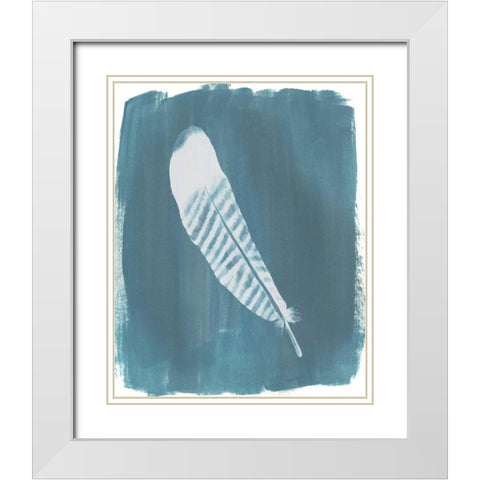 Feathers on Dusty Teal VI White Modern Wood Framed Art Print with Double Matting by Popp, Grace