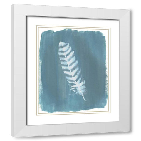 Feathers on Dusty Teal VIII White Modern Wood Framed Art Print with Double Matting by Popp, Grace