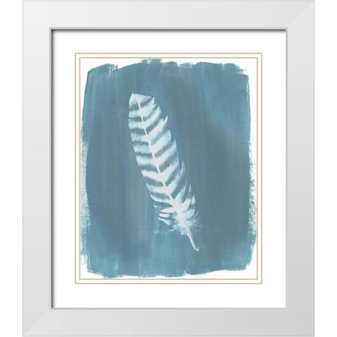 Feathers on Dusty Teal VIII White Modern Wood Framed Art Print with Double Matting by Popp, Grace