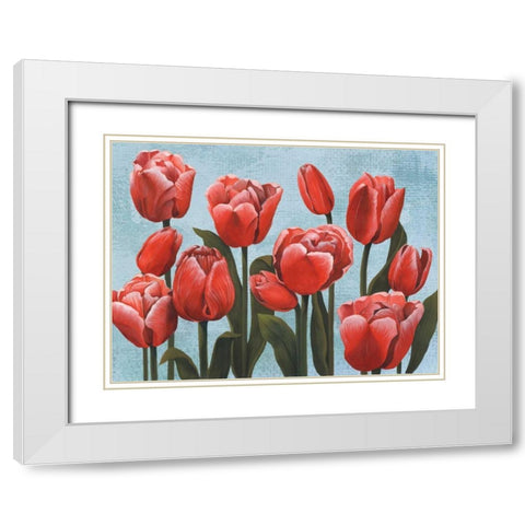 Ruby Tulips II White Modern Wood Framed Art Print with Double Matting by Popp, Grace