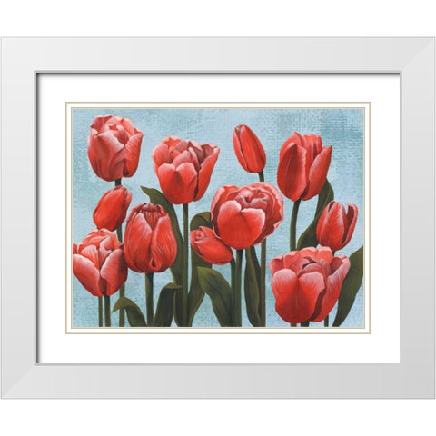 Ruby Tulips II White Modern Wood Framed Art Print with Double Matting by Popp, Grace