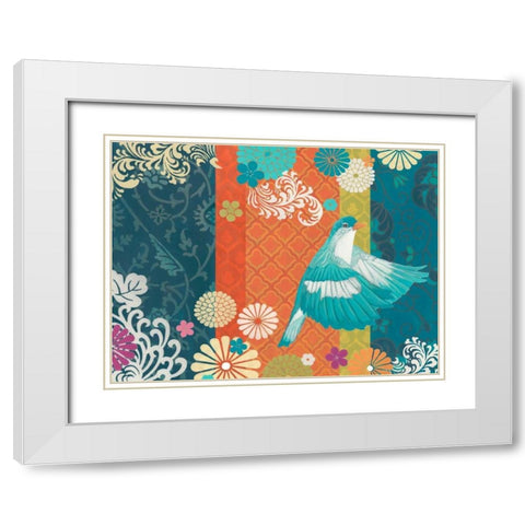 Floral Flight I White Modern Wood Framed Art Print with Double Matting by Vess, June Erica