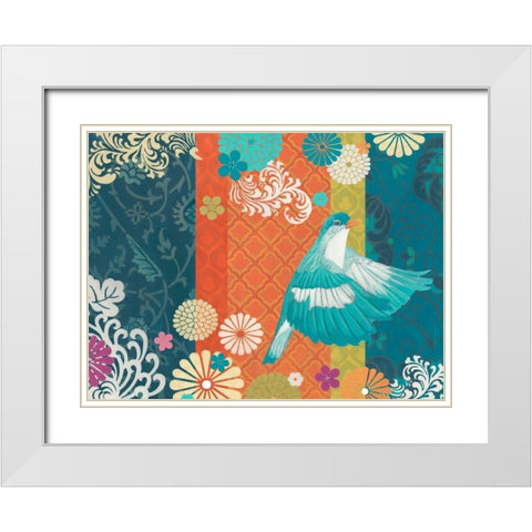 Floral Flight I White Modern Wood Framed Art Print with Double Matting by Vess, June Erica