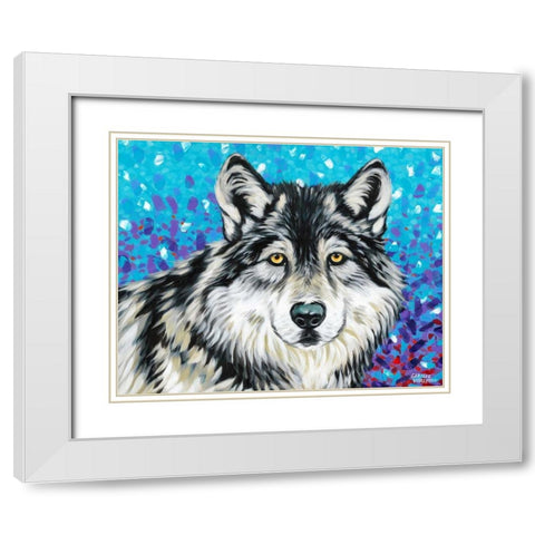 Grey Wolf II White Modern Wood Framed Art Print with Double Matting by Vitaletti, Carolee