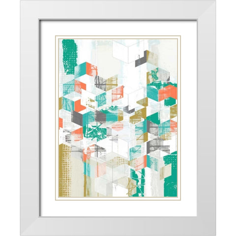 Box Grid I White Modern Wood Framed Art Print with Double Matting by Goldberger, Jennifer