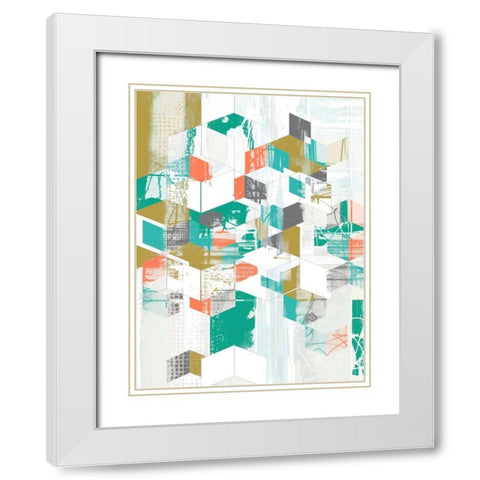 Box Grid II White Modern Wood Framed Art Print with Double Matting by Goldberger, Jennifer