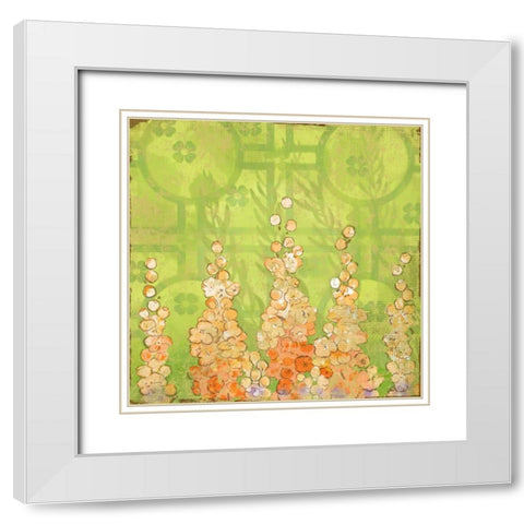 English Tea Garden I White Modern Wood Framed Art Print with Double Matting by Evelia Designs