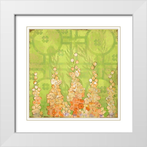 English Tea Garden I White Modern Wood Framed Art Print with Double Matting by Evelia Designs