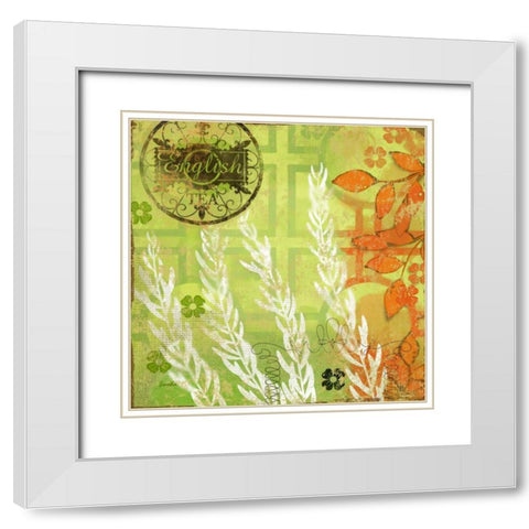 English Tea Garden II White Modern Wood Framed Art Print with Double Matting by Evelia Designs