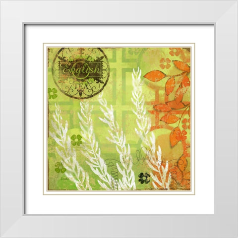 English Tea Garden II White Modern Wood Framed Art Print with Double Matting by Evelia Designs
