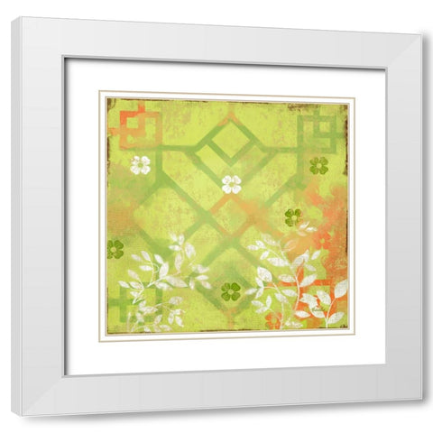English Tea Garden III White Modern Wood Framed Art Print with Double Matting by Evelia Designs