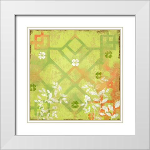 English Tea Garden III White Modern Wood Framed Art Print with Double Matting by Evelia Designs