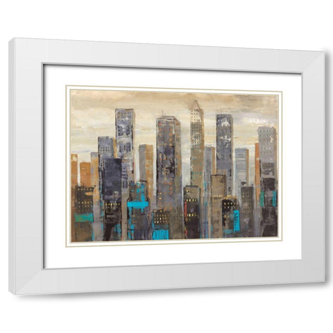 Urban Lights I White Modern Wood Framed Art Print with Double Matting by Joy, Julie
