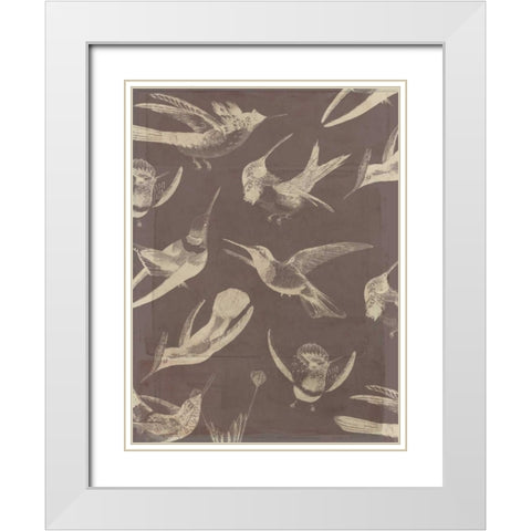 Bird Pattern III White Modern Wood Framed Art Print with Double Matting by Goldberger, Jennifer