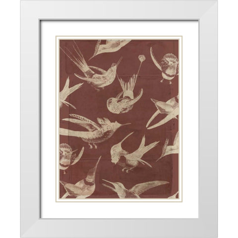 Bird Pattern VI White Modern Wood Framed Art Print with Double Matting by Goldberger, Jennifer